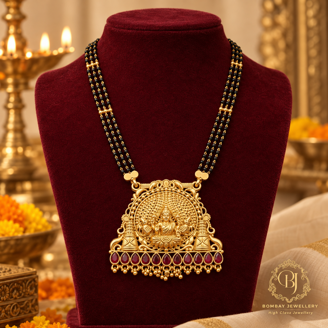 Mahalakshmi Aashirwad Matte Gold Temple Mangalsutra - Image 2