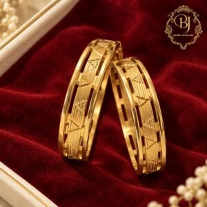 Swarna Rekha Geometric Gram Gold-Plated Bangle Pair