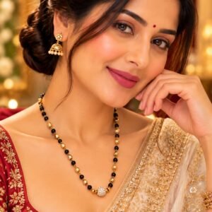 Saubhagya Sparkle – American Diamond Ball Short Mangalsutra | Anti-Tarnish