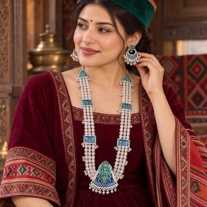 Himachali Virasat Meenakari Silver-Plated Chandrahaar Set
