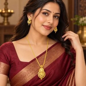 Sunehri Pushp 24-Inch Double Line -Chain Gold-Plated Pendant Set